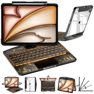 nevcase y2k transparent black 360 rotating ipad keyboard case