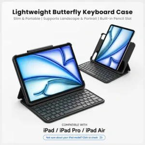 nevcase lightweight butterfly ipad keyboard case slim portable black main view