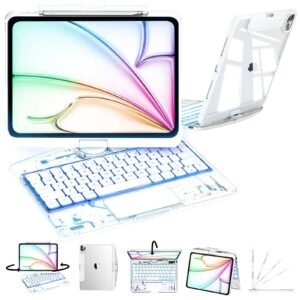 nevcase y2k transparent white 360 degree rotating ipad keyboard case main view.jpg